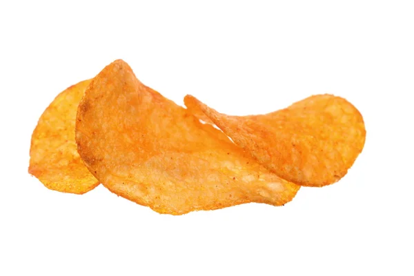 Chips. Potato chips geïsoleerd op wit. — Stockfoto