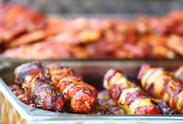 Skewers shish kebab other meat on BBQ — Stock Photo, Image