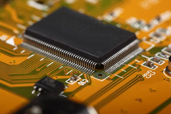 Printed Circuit Board with electrical components — Stock Photo, Image
