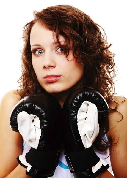 Passen vrouw boksen - geïsoleerd over Wit — Stockfoto