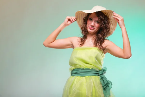 Beautiful spring woman portrait. Green concept — Stock Photo, Image