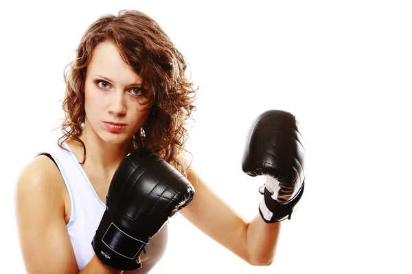 Fit женщина бокс - изолированы над белым — стоковое фото