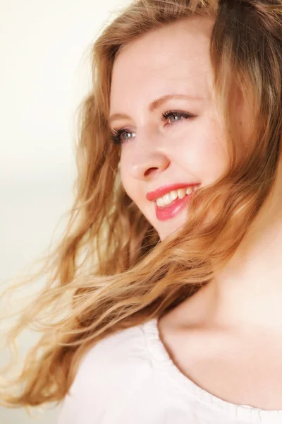 Young woman wind in hair outdoor — Stock Photo, Image