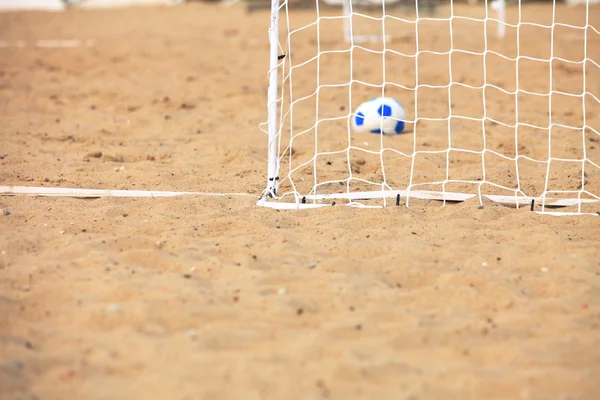 Football gate and ball, beach soccer — Stock Photo, Image