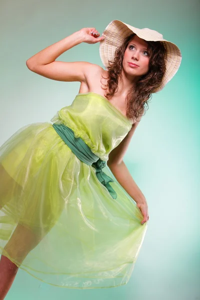 Beautiful spring woman portrait. Green concept — Stock Photo, Image