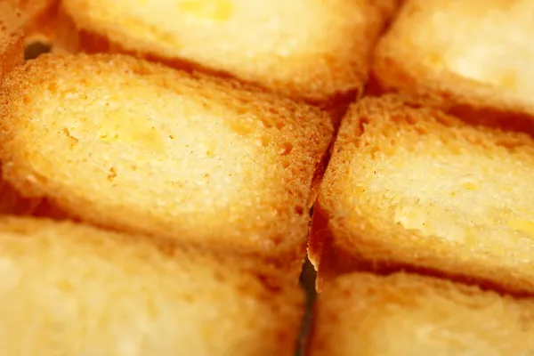 Fette biscottate pane tostato biscotti, dieta cibo sfondo — Foto Stock