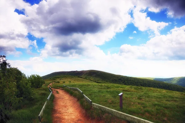 Dağ tepeleri manzarası Bieszczady Polonya — Stok fotoğraf