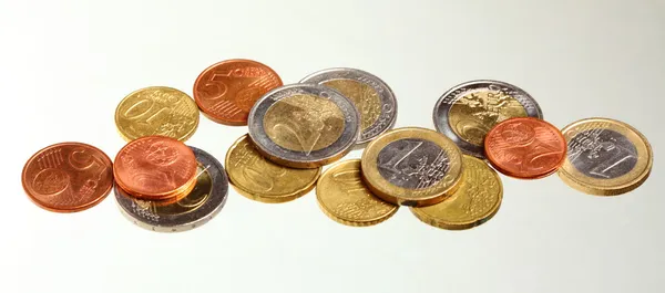 European currency euro coins money on white — Stock Photo, Image