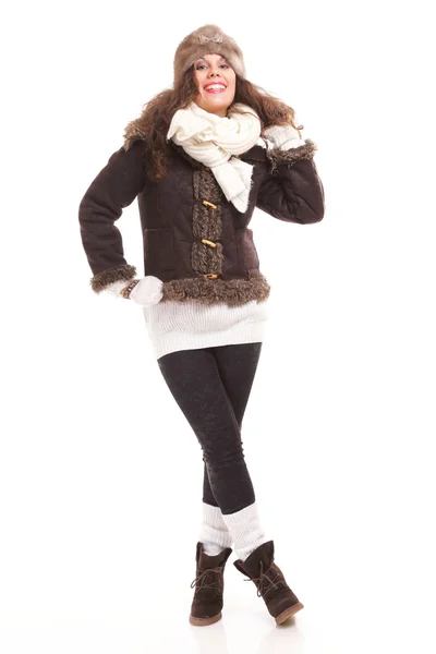 Nő a meleg ruhát téli divat — Stock Fotó