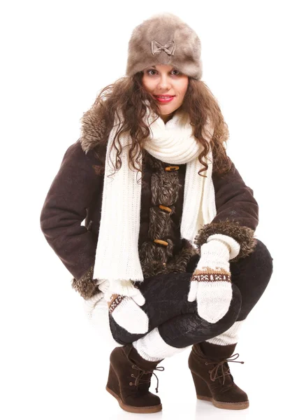 Frau in warmer Kleidung Wintermode — Stockfoto