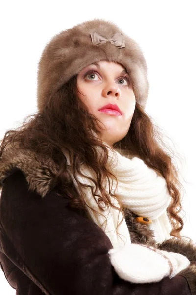 Woman in warm clothing winter fashion — Stock Photo, Image