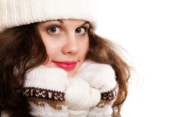 Žena v teplé oblečení zimní móda — Stock fotografie