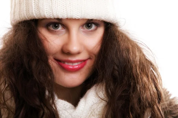 Kvinna i varma kläder vinter mode — Stockfoto