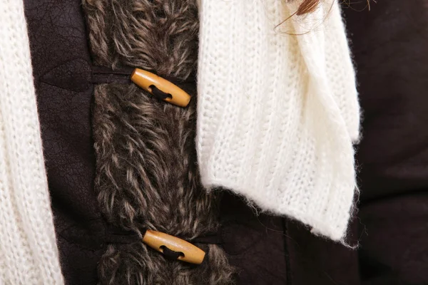 Warm clothing fur jacket winter fashion — Stock Photo, Image