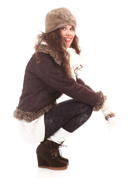 Woman in warm clothing winter fashion — Stock Photo, Image