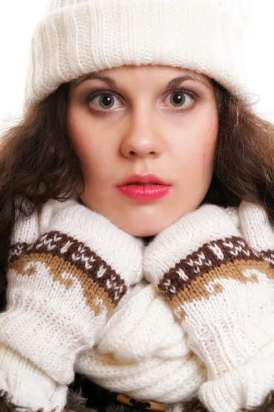 Woman in warm clothing winter fashion Stock Image