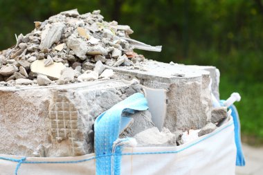 Full construction waste debris rubble bags clipart