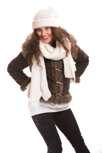 Woman in warm clothing winter fashion — Stock Photo, Image