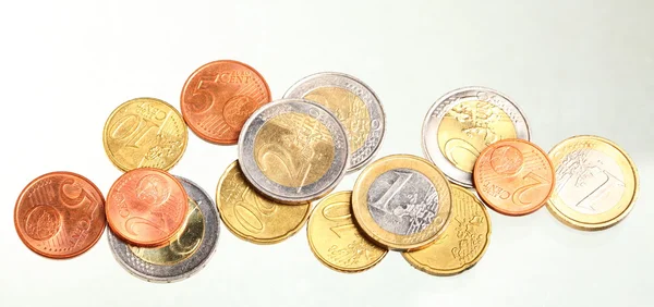 European currency euro coins money on white — Stock Photo, Image