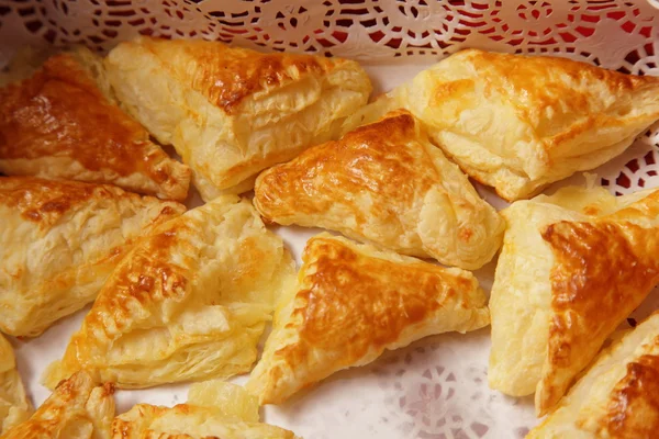 Puff cookies apple turnovers food background — Stock Photo, Image