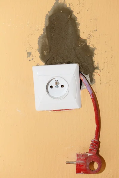 Electric socket in construction site — Stock Photo, Image