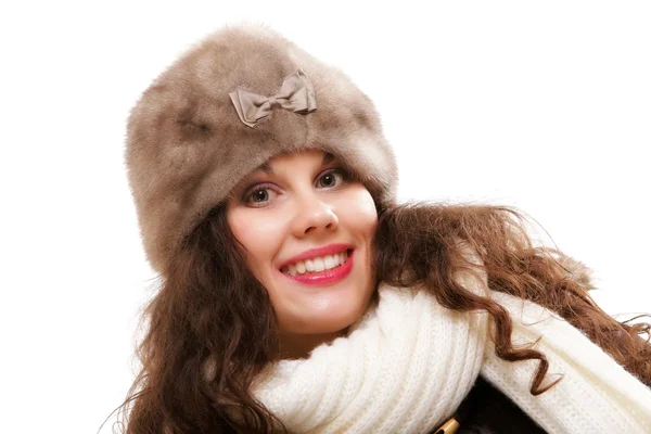 Woman in warm clothing winter fashion — Stock Photo, Image