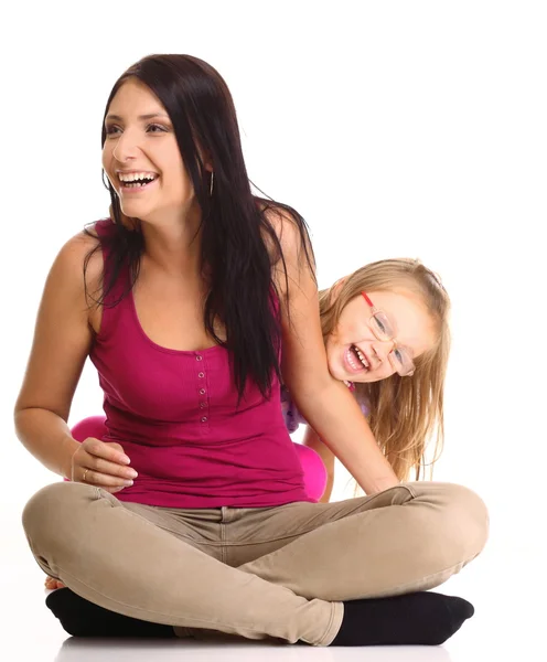 Happy family mother playing with her daughter — Stock Photo, Image