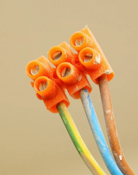 Electrical installation terminal blocks at construction site — Stock Photo, Image