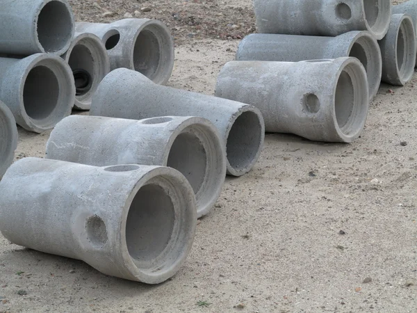 工业建筑施工的混凝土管 — 图库照片