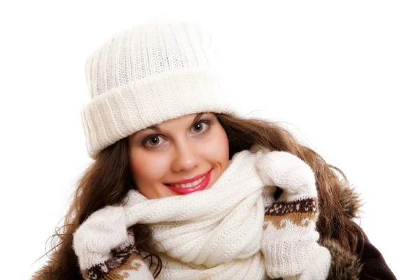 Woman in warm clothing winter fashion — Stock Photo, Image