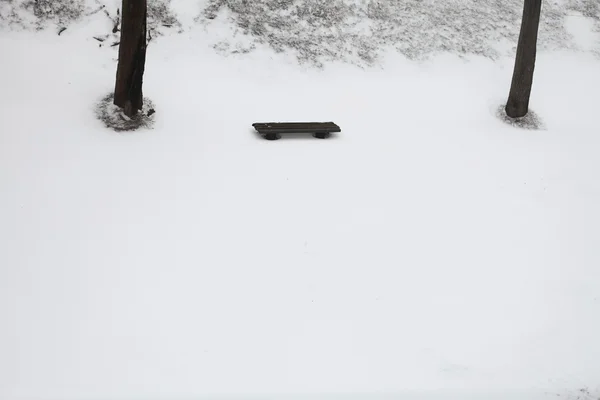 Zimní park pokrytý čerstvým bílým sněhem — Stock fotografie
