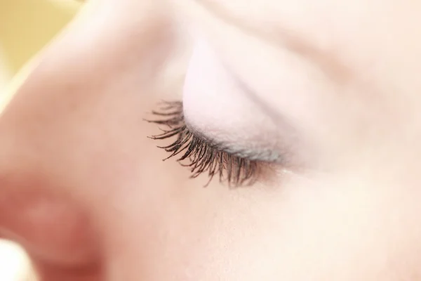 Part of face female eye makeup applying — Stock Photo, Image