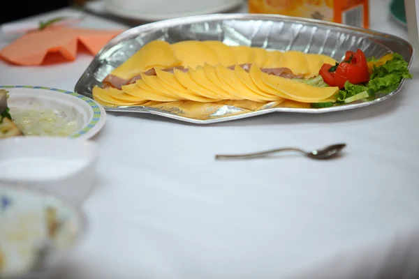 Tabell med mat och dryck händelse party — Stockfoto