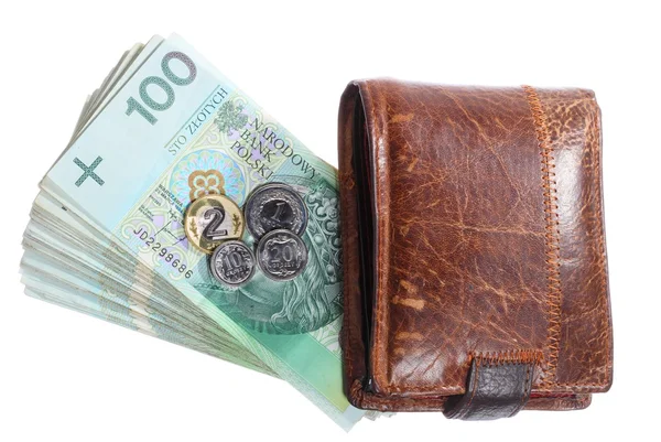 Pénz és a megtakarítások. Verem a 100 lengyel zloty bankjegyek — Stock Fotó
