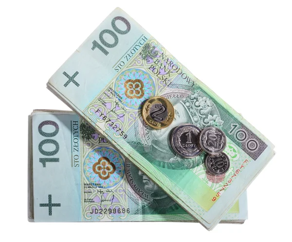 Money and savings. Stack of 100's polish zloty banknotes — Stock Photo, Image