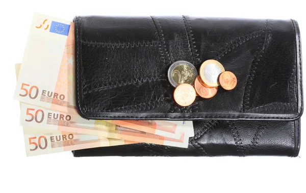Economy and finance. Purse with euro banknote isolated — Stock Photo, Image