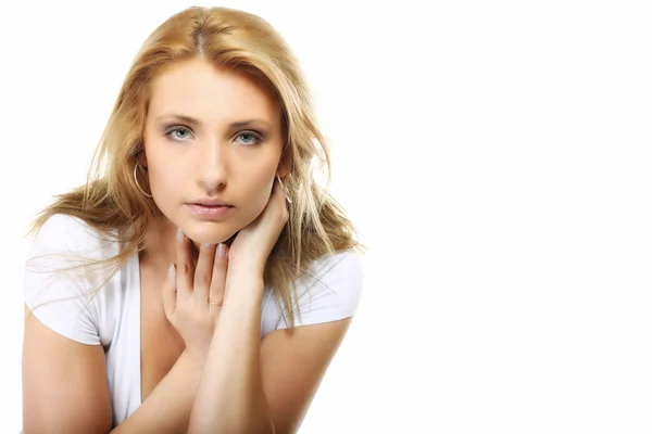 Attractive young blonde woman portrait isolated — Stock Photo, Image