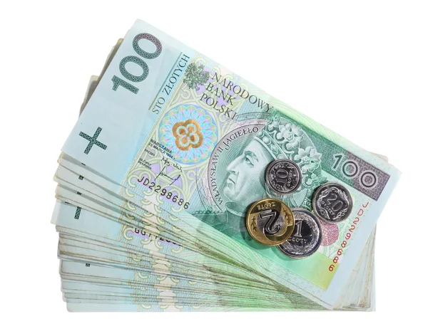 Argent et épargne. Pochette de billets de 100 zlotys polis — Photo