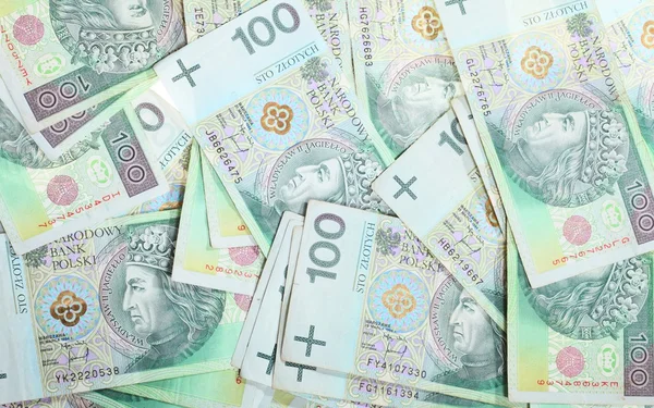 100's polish zloty banknotes as money background — Stock Photo, Image