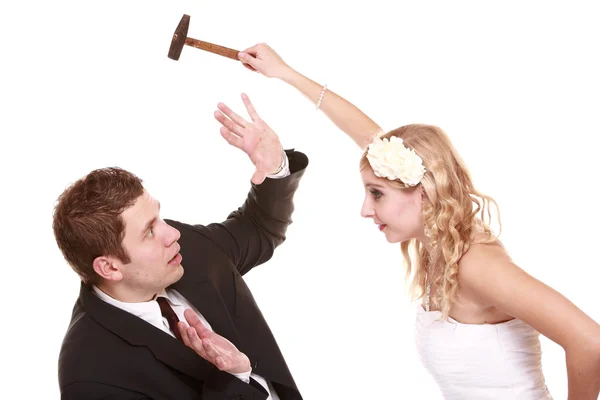 Svatební pár v boji, konflikt špatné vztahy — Stock fotografie