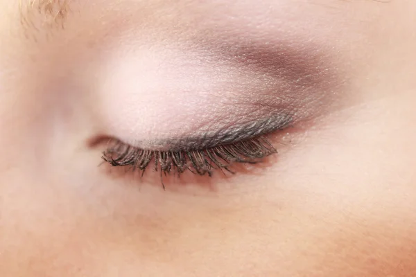 Part of face female eye makeup applying with brush Royalty Free Stock Images