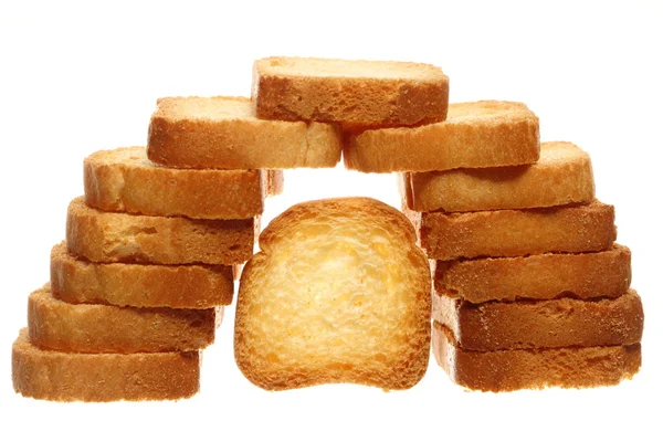 Sucharki bochenek chleba tosty herbatniki, dieta jedzenie — Zdjęcie stockowe