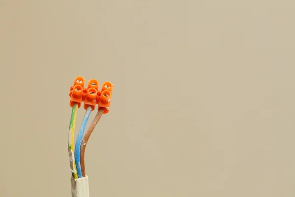 Electrical installation terminal blocks at construction site — Stock Photo, Image