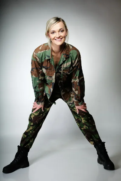 Woman in military clothes, army girl — Stock Photo, Image