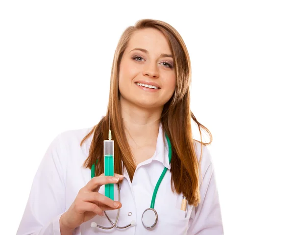 Doctor or nurse holds a syringe, healthcare concept Stock Photo