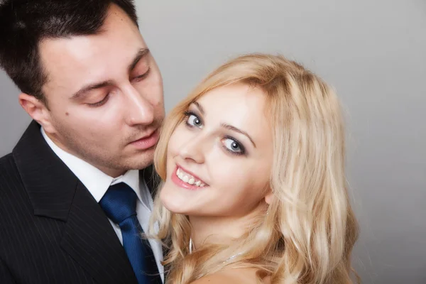 Couple of lovers groom and bride studio shot — Stock Photo, Image