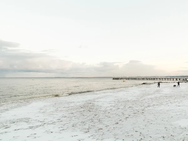 Baltic sea Gdynia, pier in Orlowo Poland. Winter scenery — Stock Photo, Image