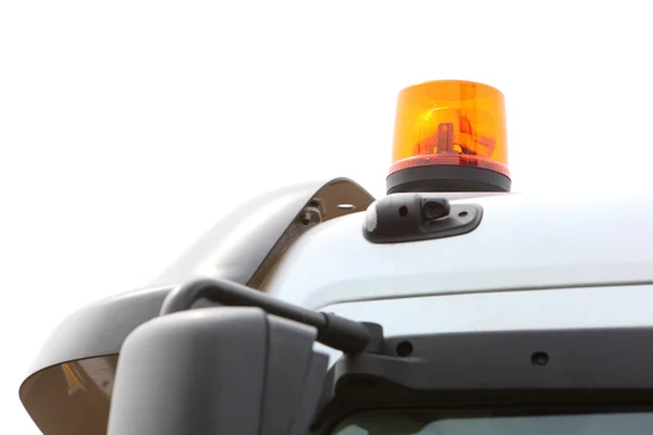Sinyal lambası için uyarı yanıp sönen ışık üzerinde araç — Stok fotoğraf