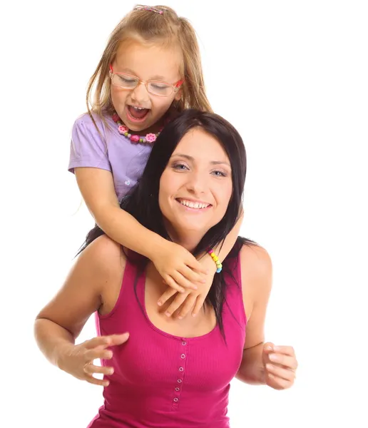 Feliz família mãe brincando com sua filha — Fotografia de Stock