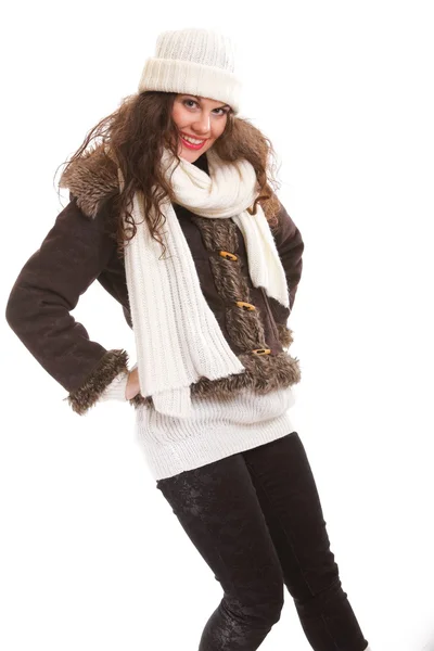 Kobieta w ciepłą odzież moda zimowa — Zdjęcie stockowe